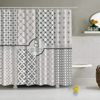 

Set Eight Seamless Patterns Modern Stylish Vector Shower Curtain for Hotel,72''L x 72''W