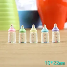 10 pçs bonito 1:12 simulação mini garrafa de leite garrafas de alimentação em miniatura garrafa de bebê diy casa de bonecas acessórios em miniatura