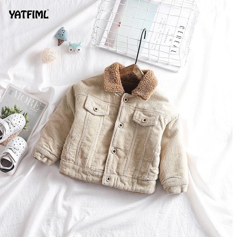 YATFIML/вельветовые куртки для мальчиков и девочек; пальто для мальчиков; детская зимняя верхняя одежда и пальто; повседневная одежда для маленьких девочек; сезон осень-зима