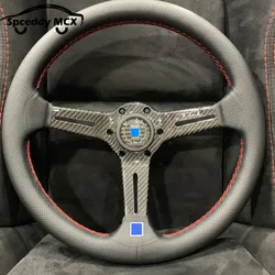 14inch 350mm Carbon Fiber Steering Wheel Car  Universal Perforated Leather N- Sports Steering Wheel Fit For Racing Drift Games