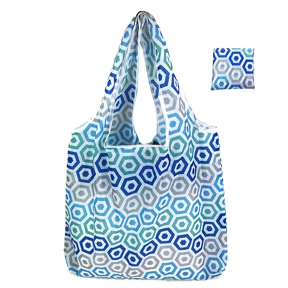 18 стильная карманная квадратная сумка для покупок, Экологичная Складная многоразовая переносная сумка на плечо из полиэстера для путешествий, сумки для продуктов