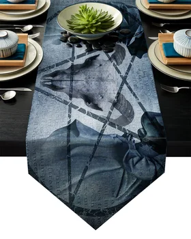 

Baphomet Sheep Evil Table Runner Table Flag Home Party Decorative Tablecloth Table Runners for Wedding