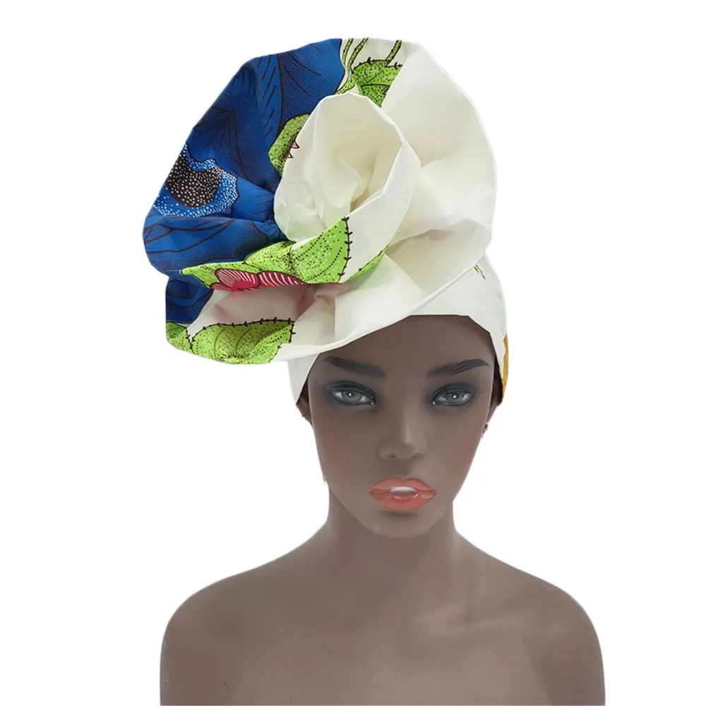 NO.7 Тюрбан в африканском стиле в форме цветка headtie тюрбан из вощенной ткани нигерийские головные аксессуары авто геле с принтом воск головные уборы - Цвет: NO.7