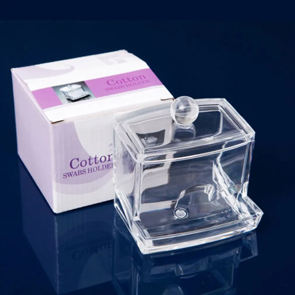 Transparent Storage Boxes Crystal Acrylic Cotton Swabs Storage Box Creative Cosmetics Sample Lipstick Cotton Pads Desktop