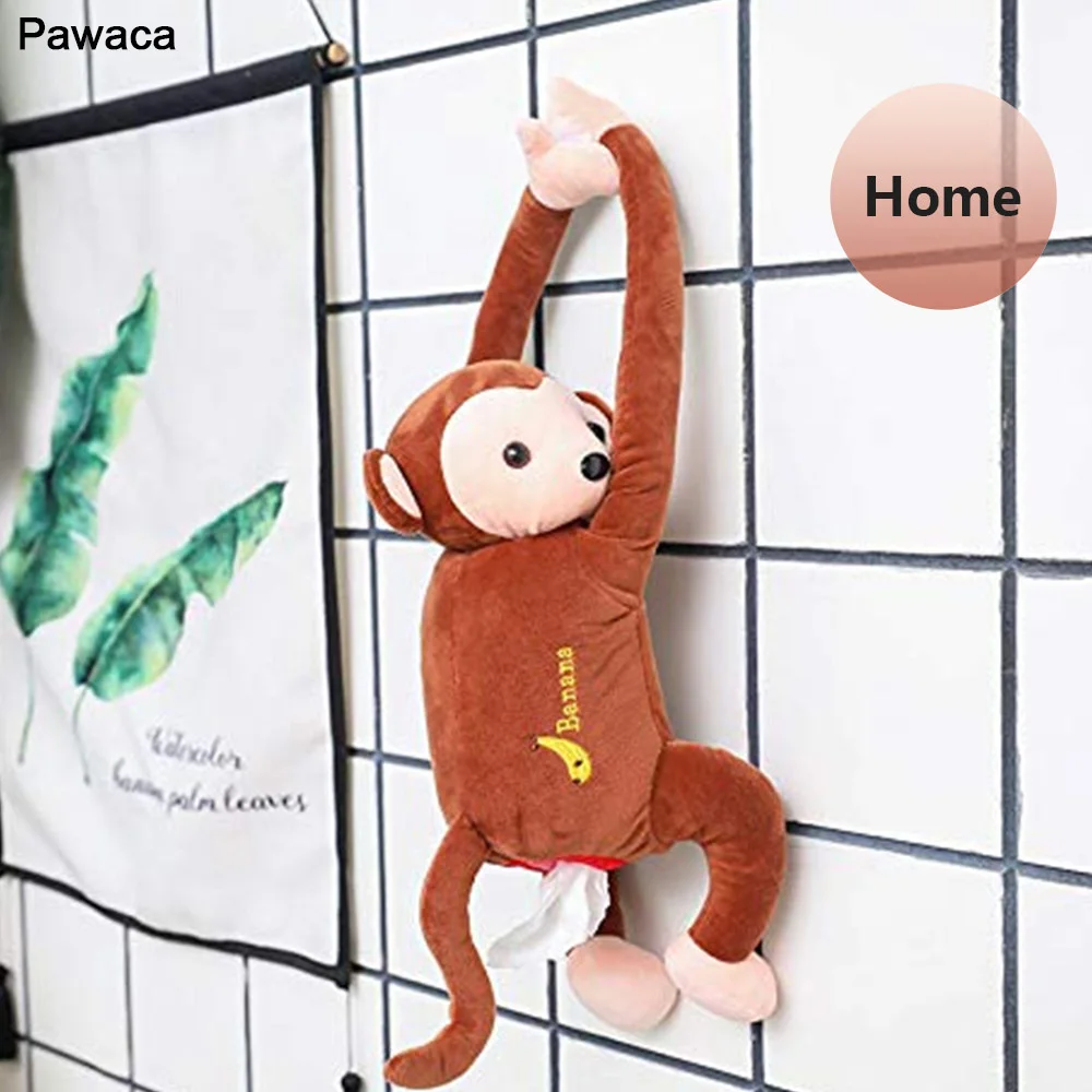 

Tissue Boxes Creative Cartoon Pipi Monkey Home Office Car Hanging Paper Napkin Tissue Box PP Cotton Holder Portable Paper Bag