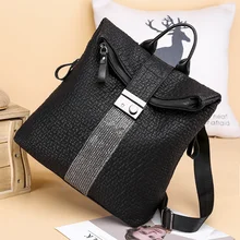 New ms luxury designer women high capacity black leather high quality casual backpack school backpack for girls trip bagpack