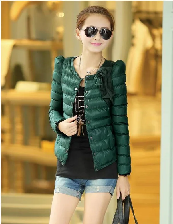 

2016 Autumn And Winter Korean-style New Style Slim Fit Bow Short Cotton Overcoat down Jacket Cotton-padded Clothes Women's