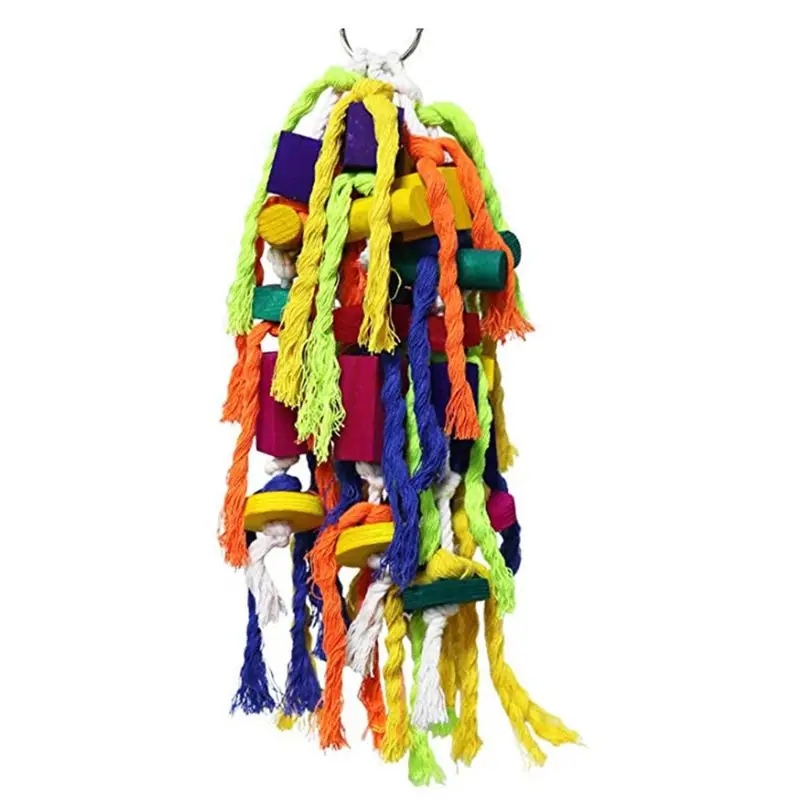 

Parrot Swing Chewing Toys Bells Bird Perch with Natural Wood Beads Bells Delight for bird toy