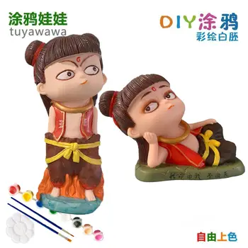 

D-Type Medium Children Graffiti Coin Bank Toy Gypsum Doll Vinyl Coin Bank White Embryo Painting Handmade DIY