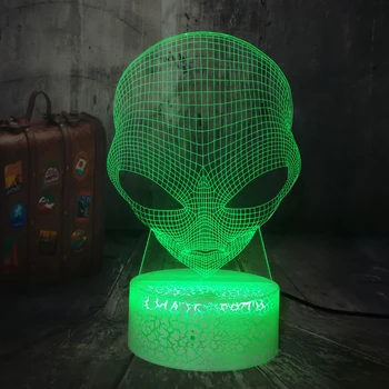 

Alien Head 3D Illusion Unique Lamp Acrylic 7 Colors Changing Night Light With Touch Switch Lampara Lava Bedroom Decor Boys Gift