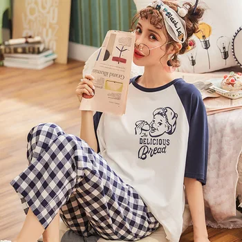 

women's home style silk long sleeve silk two-piece sleepwear pijamas nightgowns nightdress home clothes