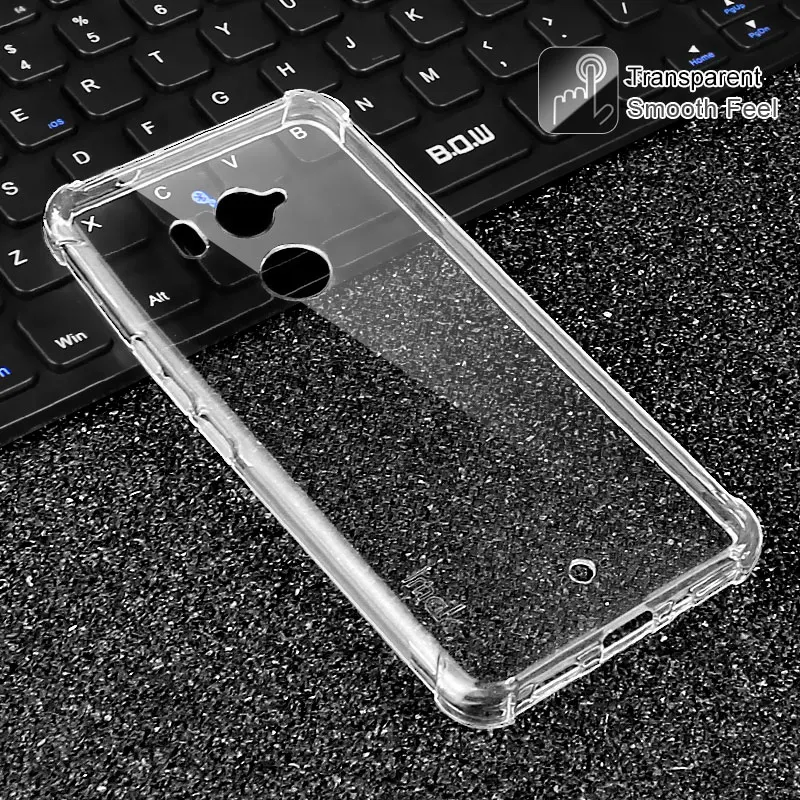 IMAK углы чехол с "воздушной подушкой" для htc U11 Plus Мягкий ТПУ чехол для htc U11 Plus Dual Sim полное покрытие матовый чехол пленка для экрана - Цвет: Прозрачный
