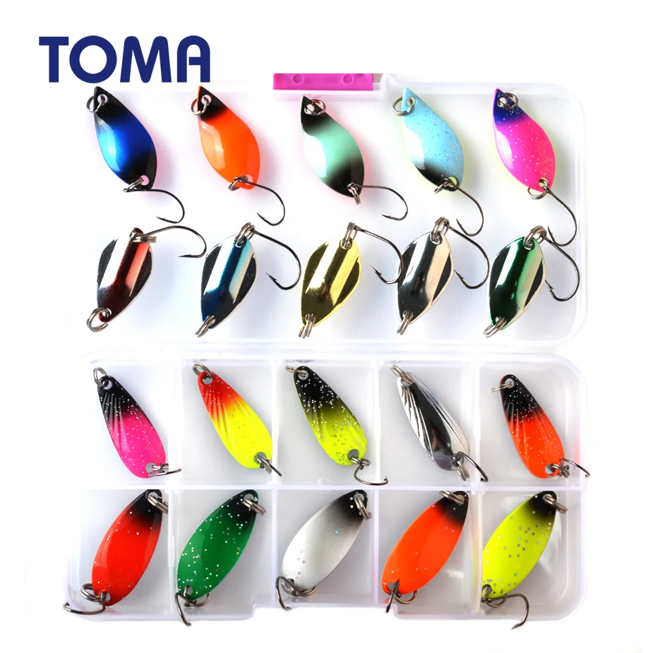 

TOMA Small Metal Spoon Fishing Lure Kit Set Colors Mixed 2.5g 3g 5g Isca Artificial Trout Lure Crank Bait Pesca Fishing Tackle