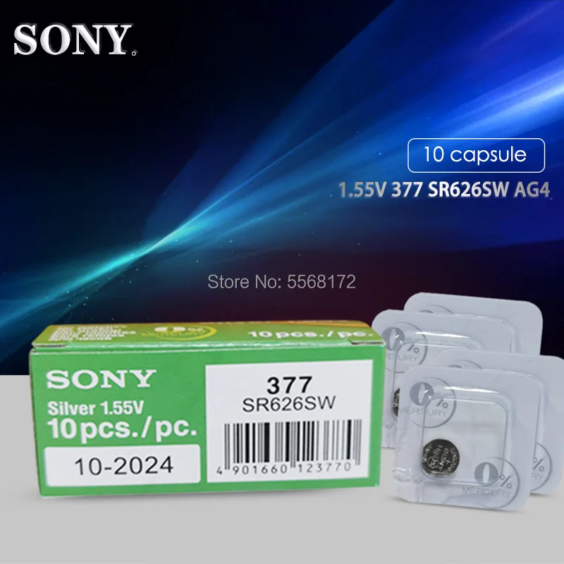 Кнопочные батарейки для часов SONY Original 1 55 V 377 376 SR626SW 626 SR626 V377 AG4 однозернистая