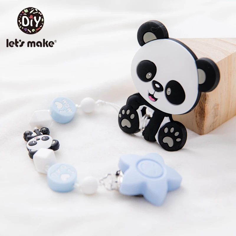 

Let's Make Pacifier Chain Set Baby Toys Cartoon Animal Panda Silicone Holder For Nipples Personalized Pacifier Clip Baby Teether
