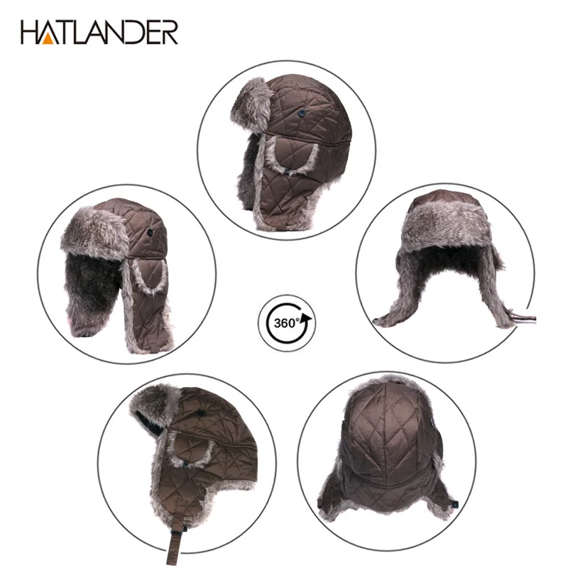 HATLANDER зимние шапки-ушанки шапки для мужчин и женщин открытый теплый толстый бомбер шляпа с капюшоном русская ушанка Авиатор снег Лыжная Шапка охотника