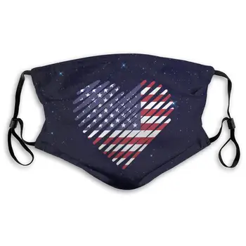 

Love American Flag Heart Anti Dust Half Face Mouth Mask with PM2.5 Filters 5 Layers of Protection for Men Women Black