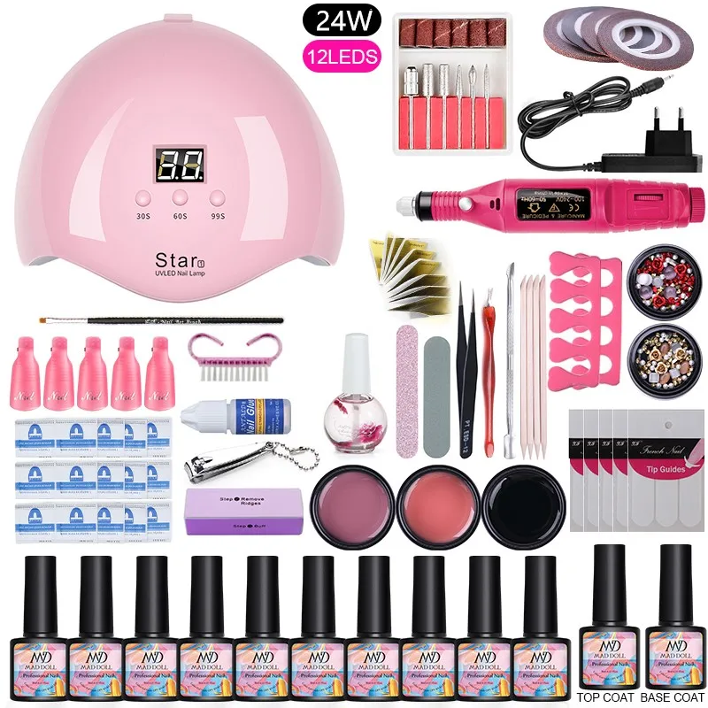 Set 3 MAD DOLL Набор гелей для ногтей 12 шт. набор гель-лаков УФ светодиодный светильник Сушилка электрическая дрель для ногтей Отмачивание УФ гель маникюрные инструменты набор - Цвет: Set 3