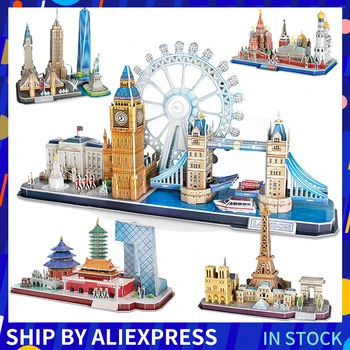 

Large Set 3D Three-dimensional Puzzle Word Famous Buildings Architecture Puzzle Educational DIY Toy Gift for Children