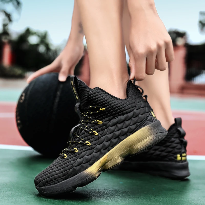 Мужская баскетбольная обувь Jordan кроссовки Jordan 11 Lebron 15 Kyrie 5 кроссовки Zapatillas Баскетбол Hombre дышащие Uptempo ботинки - Цвет: Золотой