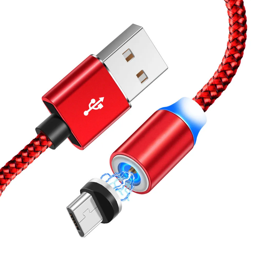 Магнитный зарядный кабель Micro USB Redmi 6 7 huawei Y5 Y6 Y7 P Smart QC 3,0 быстрое зарядное устройство адаптер для samsung M10 J7 A7 A6 - Тип штекера: Only Red 1M Cable