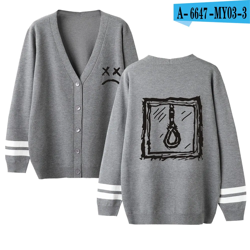 gray Lil открытый мужской свитер-кардиган/женский Aikooki Горячий Модный Повседневный свитер Харадзюку lil peep LOVE популярный свитер с v-образным вырезом Повседневный Топ - Цвет: gray