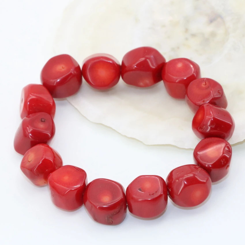 9 13 мм натуральный красный коралл неправильной формы бусы элегантные браслеты