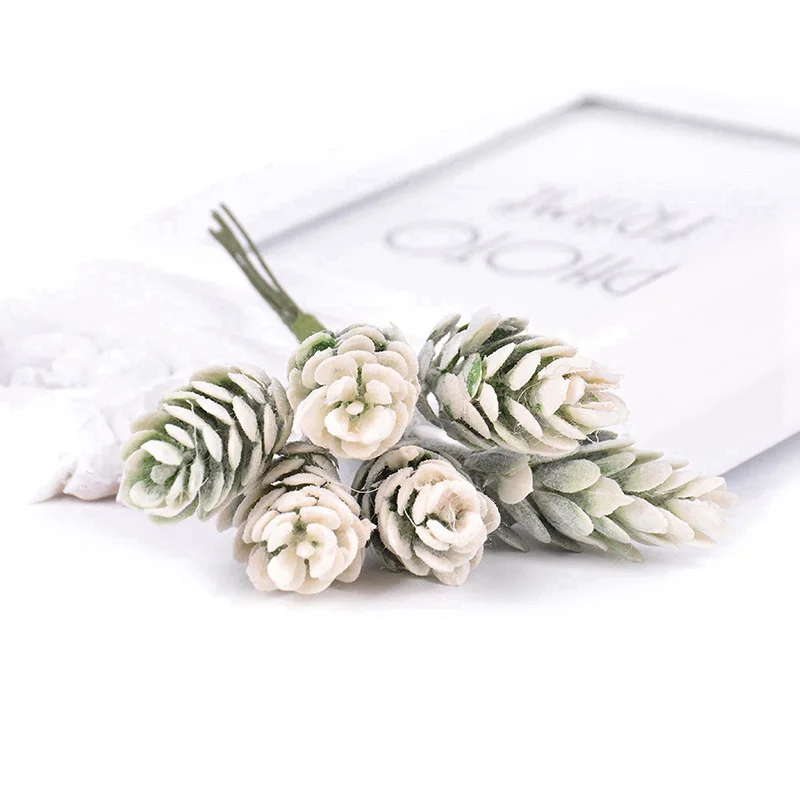 White green 6 шт./лот, искусственные цветы, ананас, трава, искусственное растение для рукоделия, домашнего декора, венок, скрапбукинг, свадебное, Рождественское украшение - Цвет: White green