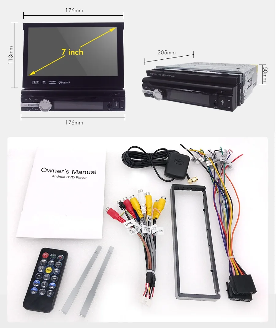 Clearance Universal 1 din Android 9.0 Quad Core Car DVD player GPS Wifi BT Radio BT 2GB RAM 32 GB ROM Steering wheel RDS 5