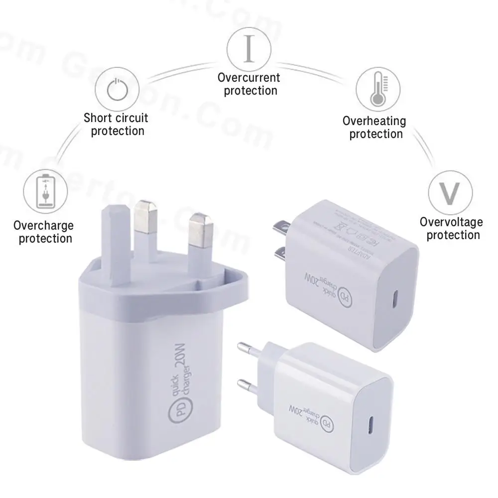 20W PD Fast Charger For iPhone 13 12 11 EU US UK Plug For iPhone 13 Pro Max 12 11 Power Adapter For iPad Android Phones USB-C best 65w usb c charger