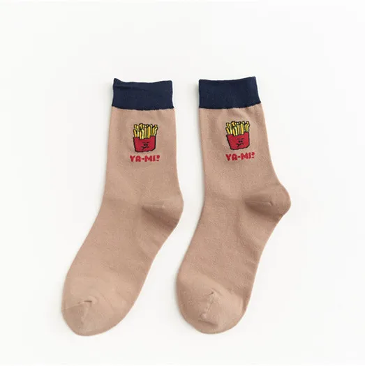 SP& CITY, 5 пар, Новое поступление, Женские Короткие Носки с рисунком еды, картофеля фри, женские повседневные забавные носки для студентов