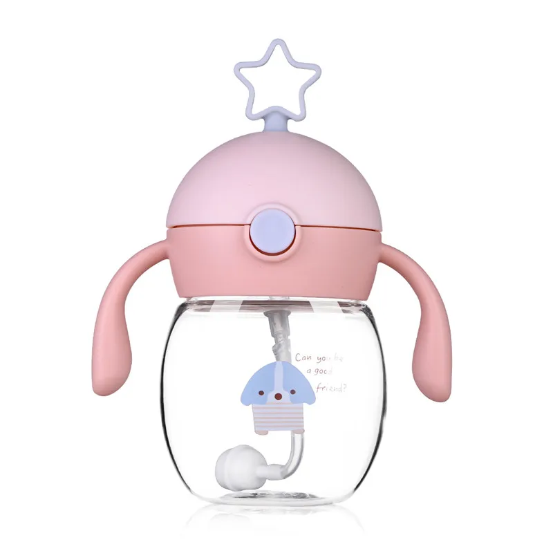 280ml-pink 280 мл Тритан детская чашка с соломинкой ПП бутылки для кормления ребенка Питьевая чашка детская бутылка для детского молока ручка учебный Поильник без добавления бисфенола А - Цвет: 280ml-pink