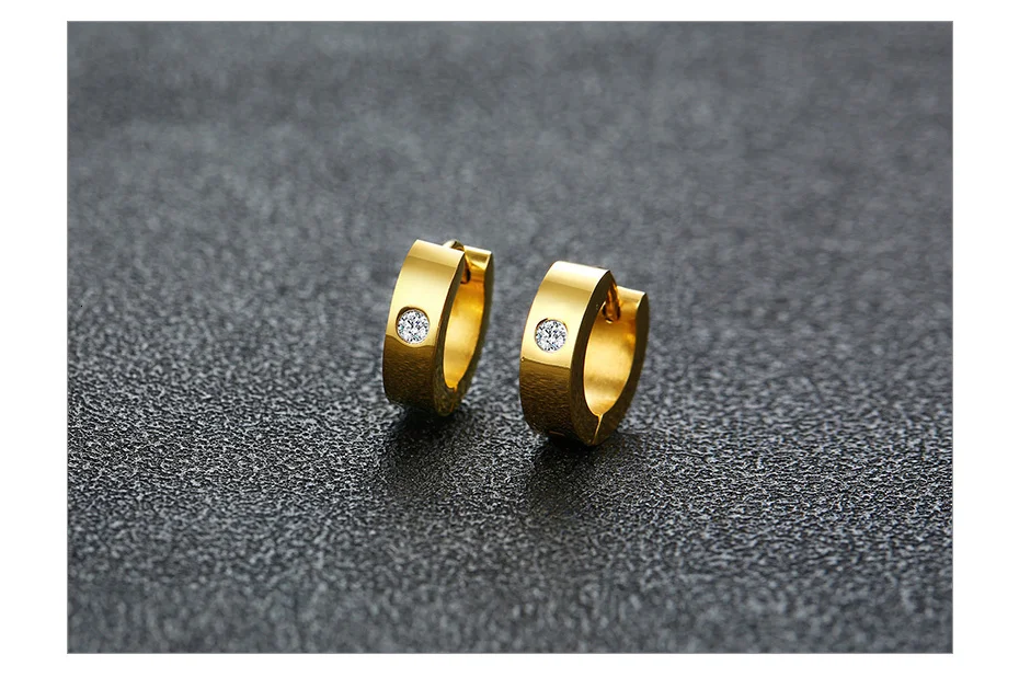 Vnox основные серьги-кольца из нержавеющей стали для мужчин и женщин унисекс Huggie серьги с фианитами камень аксессуар