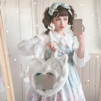 

Japanese Lolita girls Cute Love Animals Heart-shaped Transparent Itabag Shoulder Bag Handbag Cosplay Backpack Multifunction Bag