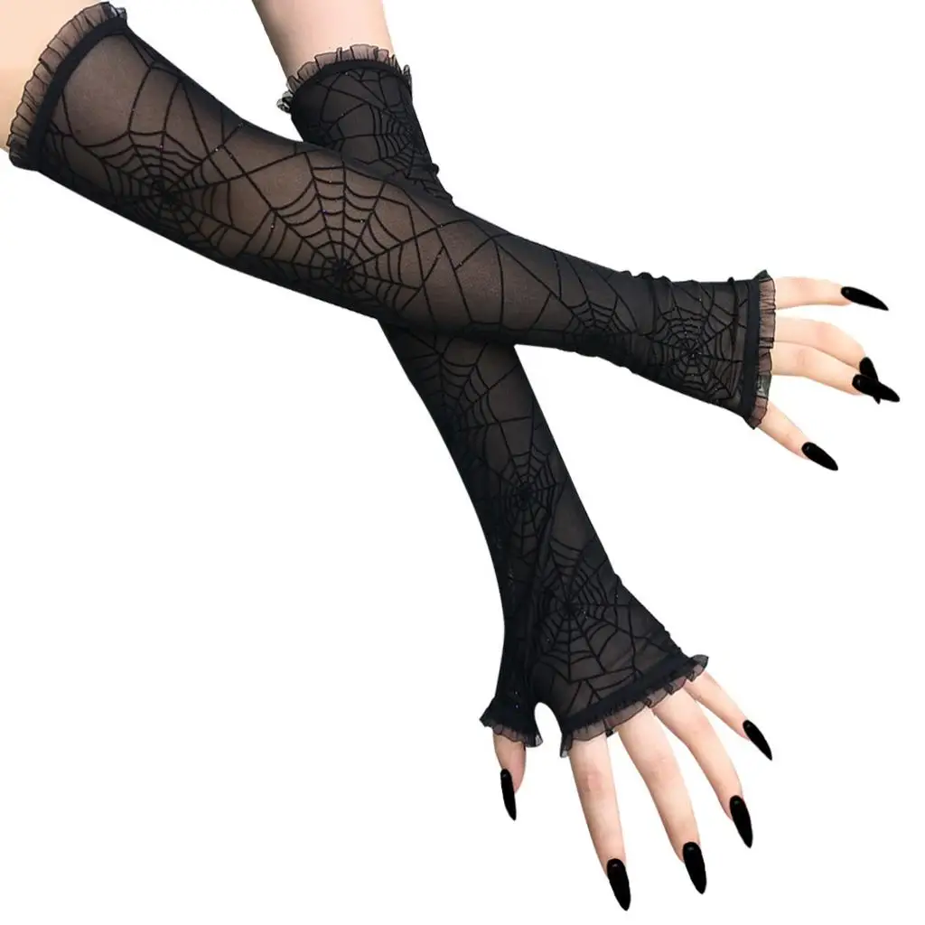 Long Gloves Fingerless Halloween Fancy Dress Costumes Mittens Gloves for Women