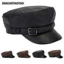 SHALUOTAOTAO шляпа из натуральной кожи для мужчин и женщин осень зима качество воловья кожа новые армейские кепки Snapback элегантные модные плоские кепки