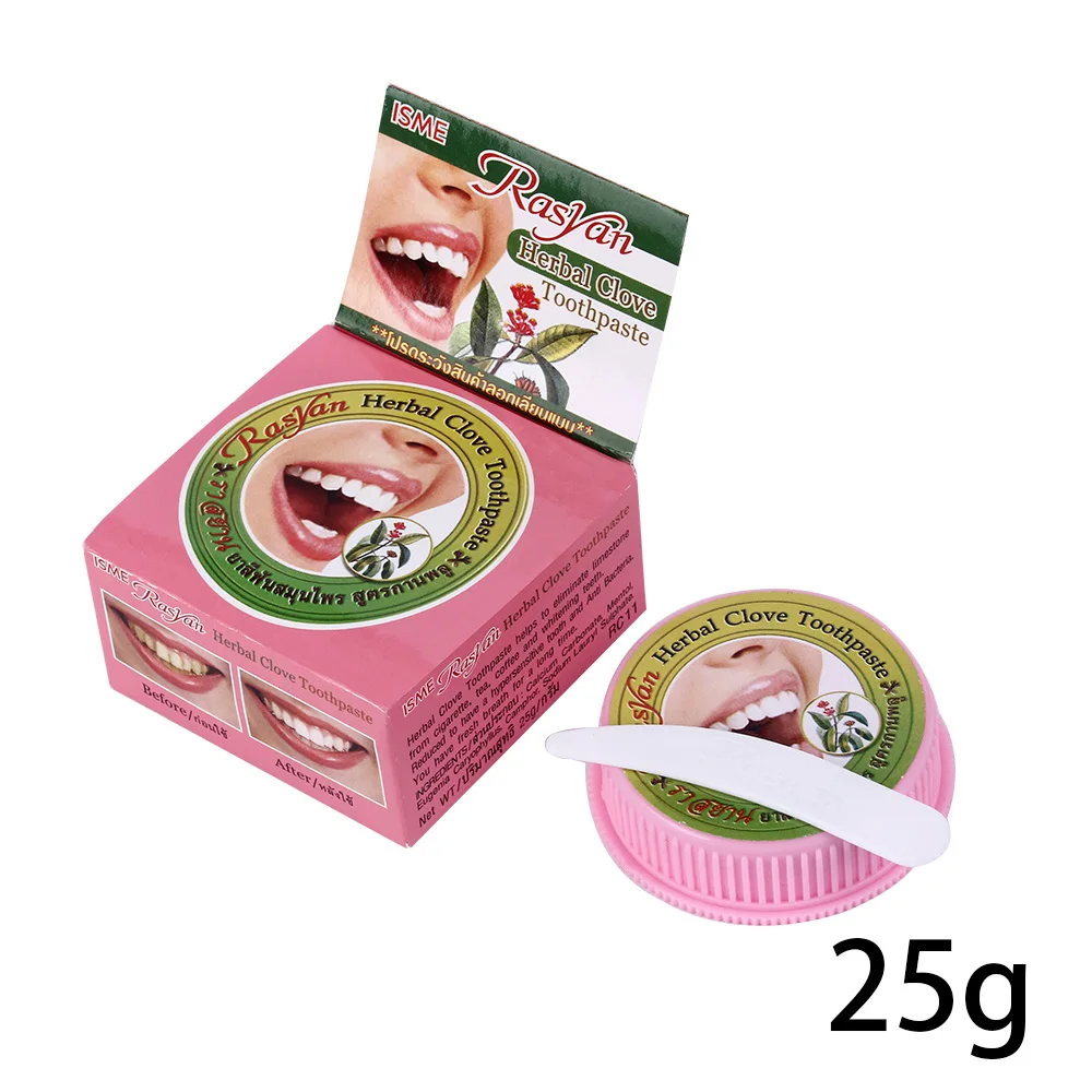 Herbal Clove 25g Натуральная мята Кокосовая травяная Гвоздика тайская зубная паста отбеливание зубов Зубная пудра антибактериальная зубная паста для полоскания рта - Цвет: Herbal Clove 25g