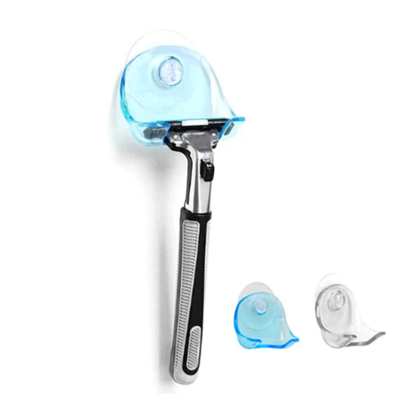 

1piece Clear Blue Plastic Super Suction Cup Razor Rack Bathroom Razor Holder Suction Shaver Storage Rack Promotion organizer