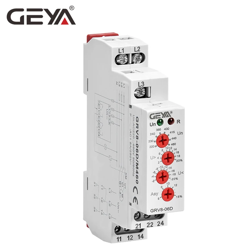 Бесплатная доставка GEYA GRV8-06 3 фазы Напряжение регулируемое реле обрыва фазы последовательный стабилизатор 10A AC220V-460V