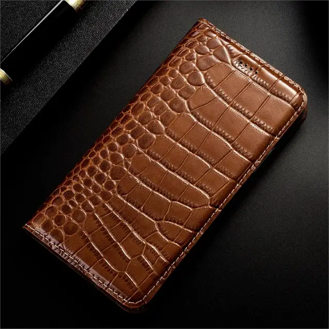 Crocodile Genuine Flip Leather Case For Xiaomi Redmi Note 3 4 4X 5 5A 6 6A 7 8 8T 7A K20 K30 Pro Plus Cell Phone Cover Wallet 2