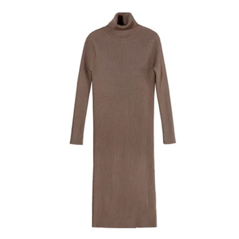 

Turtleneck Long Wool Sweater Dress Women 2019 Autumn Winter New Turtleneck Women Knit Pullover Long Knitted Lady Vestido