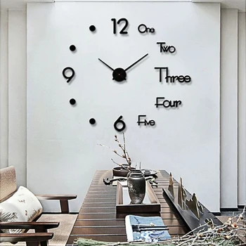 

3D DIY Wall Clock Silent Acrylic Mirror Self Adhesive Clocks Wall Home Decor AA Battery Power Bedroom Living Room Decoration