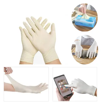 

100pcs Disposable Latex Gloves White Non-Slip Acid and Alkali Laboratory Rubber Latex Gloves Household Cleaning Products#15