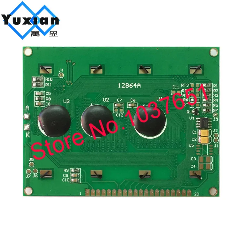 Yuxian 12864 12864A ЖК-дисплей модуль STN синий 5v Графический KS0108 WH12864A размер 93*70 мм, 1 шт