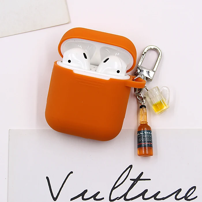 A13 For Airpods Case Rabbit beer fruit Bluetooth Wireless Protective Cover For AirPods Silicone Charging Box Case beautiful Keychain - Цвет: A13