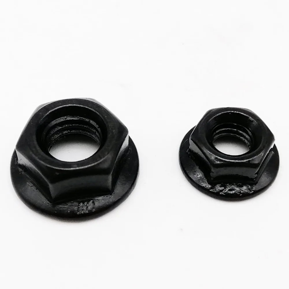 HZYUEGOU M3 M4 M5 M6 M8 M10 M12 Schwarze 304 Edelstahl Metrische Gewinde Sechskant-Sperrmutter mit Zahnung, Flanschmutter, Sicherungsmutter DIN6923 – Detail 4