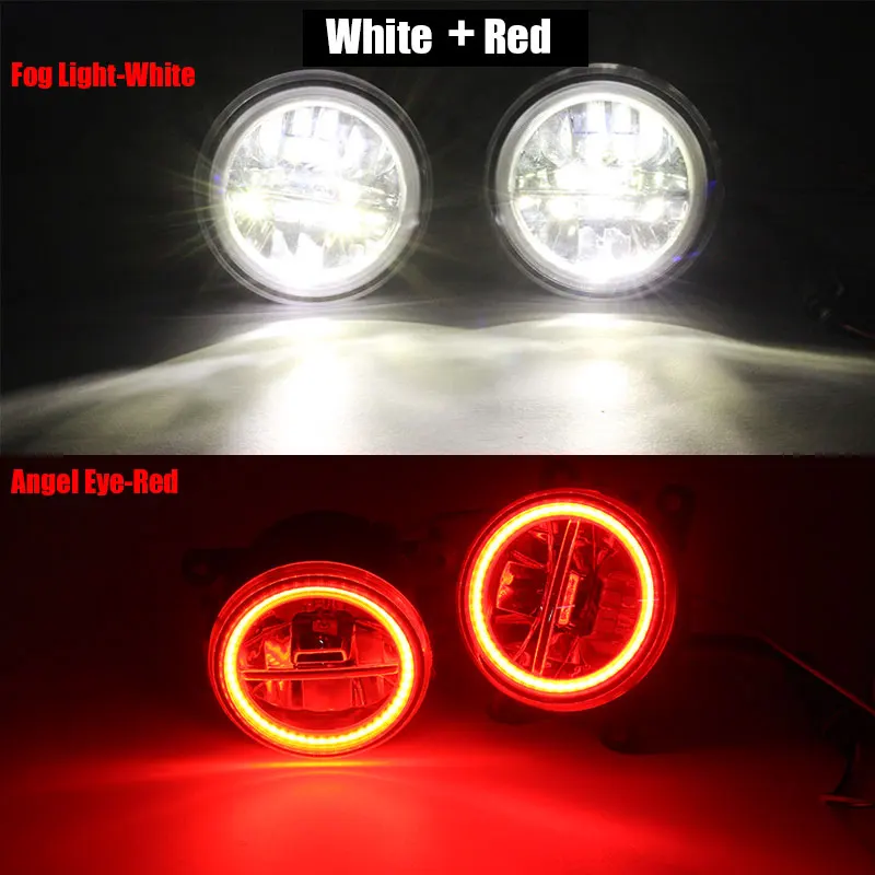 Cawanerl автомобильные аксессуары H11 4000LM светодиодный туман светильник+ глаза ангела дневного светильник DRL 12 В для Subaru XV 2013 - Цвет: White and Red