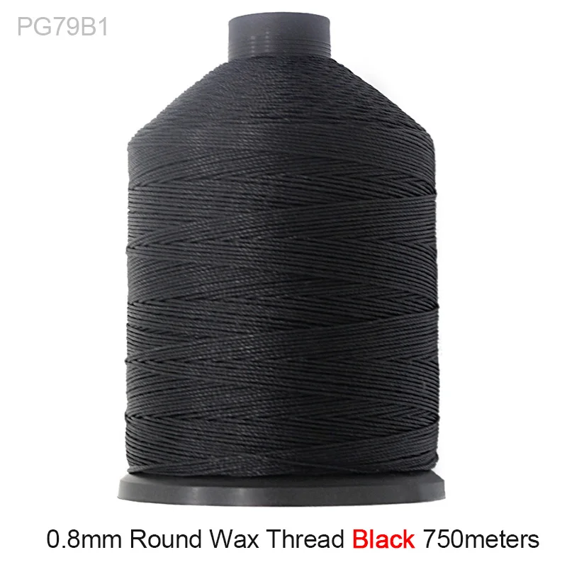 Набор инструментов для шитья, большие 0,8 мм круглые Вощеные нити и различные шило для кожаной обуви, обуви, сумок, прошивки, ремонта, проникающей подошвы - Цвет: 0.8 Black Wax Thread