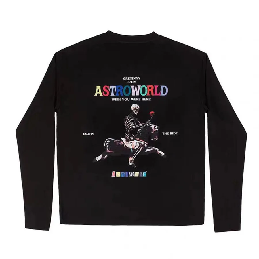 Футболки с длинными рукавами с изображением Трэвиса Скотта ASTROWORLD для мужчин и женщин, сезон 1:1, высококачественные уличные футболки, мужская футболка ASTROWORLD