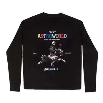 

Long Sleeve Travis Scott ASTROWORLD T-Shirts Men Women SEASON PASS 1:1 High Quality Streetwear Tees Mens ASTROWORLD T Shirt